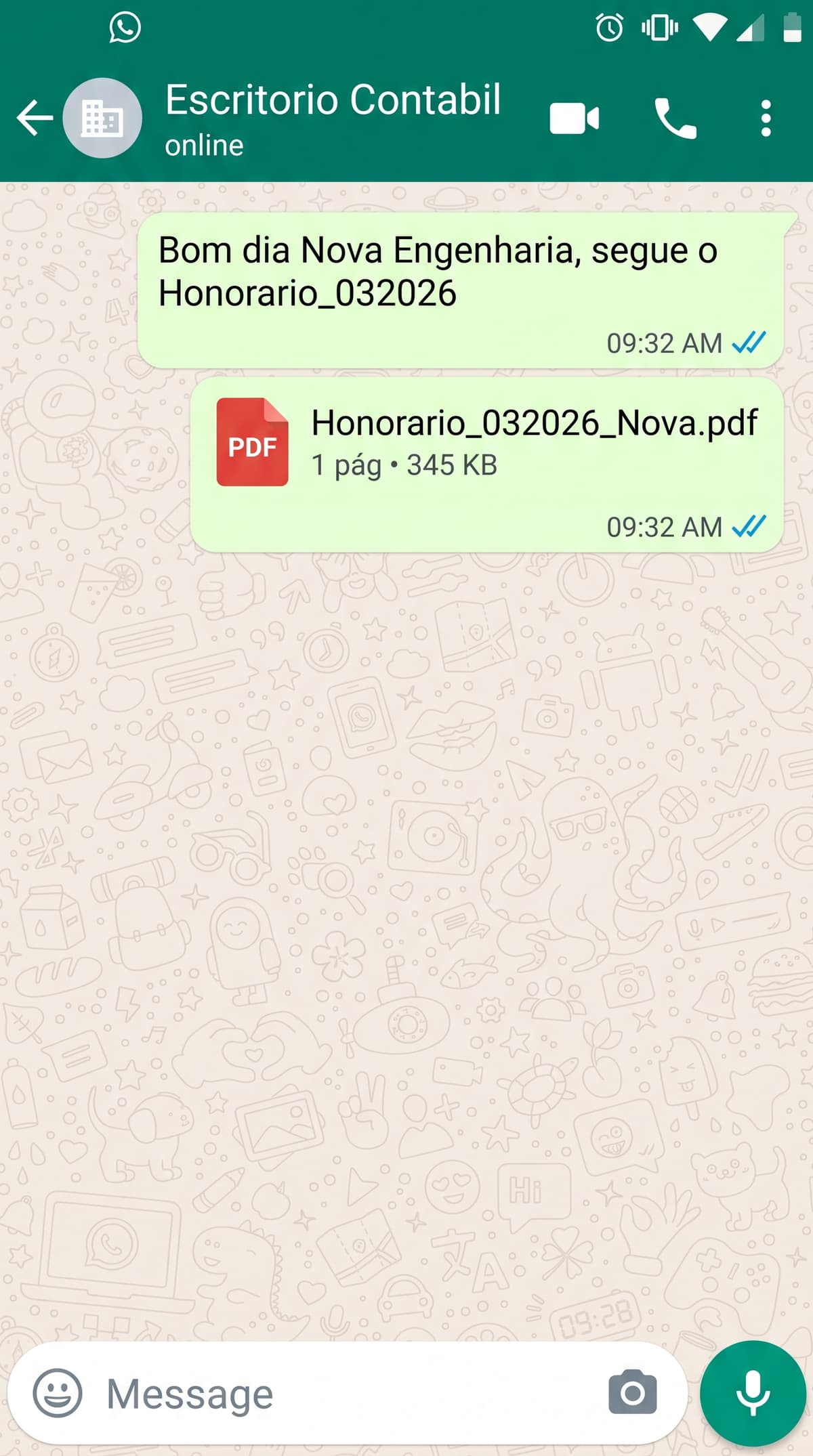 Mensagem de WhatsApp com Saudação Dinâmica e PDF Anexo